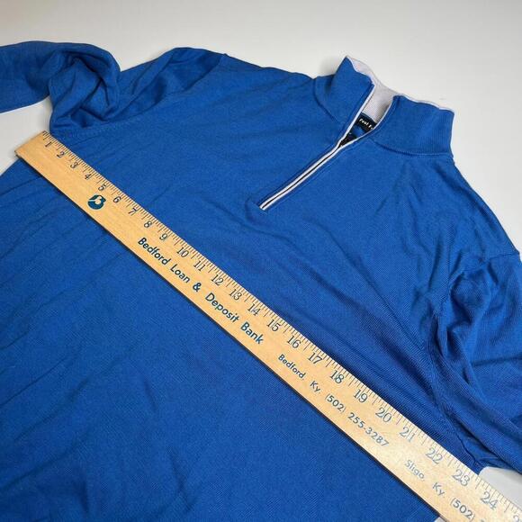 Paul Fredrick Supima Cotton Blue 1/4 Zip Pullover Sweater Men’s XL Lightweight - Picture 4 of 8